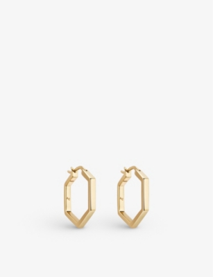 ASTLEY CLARKE: Deco Medium 18ct yellow gold-plated vermeil sterling silver hoop earrings