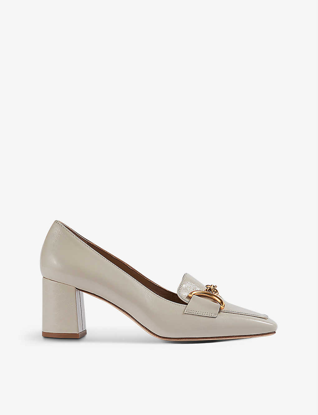 Lk Bennett Samantha Snaffle-trimmed Crinkled Patent Leather Court Shoes In Whi-white
