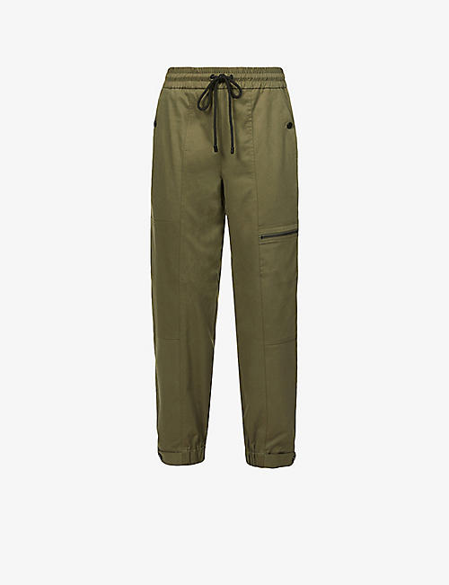 ME AND EM: Cropped tapered-leg high-rise cotton-blend trousers