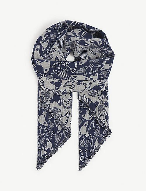 VIVIENNE WESTWOOD: Orb-print wool, cotton, and cashmere-blend scarf