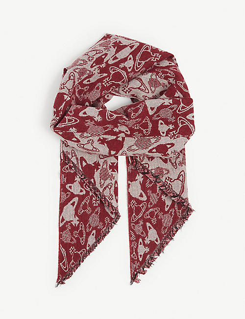 VIVIENNE WESTWOOD: Orb-print wool, cotton, and cashmere-blend scarf
