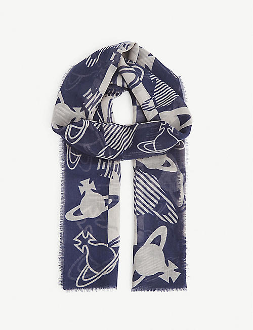 VIVIENNE WESTWOOD: Orb-logo wool and silk-blend scarf