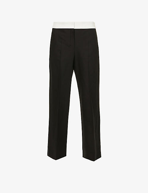 S MAX MARA: Baleari two-tone high-rise wide woven trousers