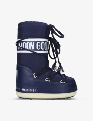 Shop Moon Boot Girls Navy Kids Icon Junior Branded Nylon Snow Boots 3-7 Years