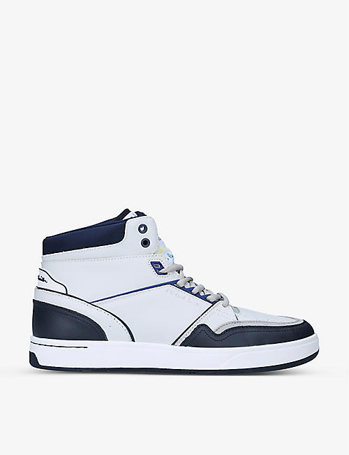 PAUL SMITH: Lopes logo-print leather high-top trainers