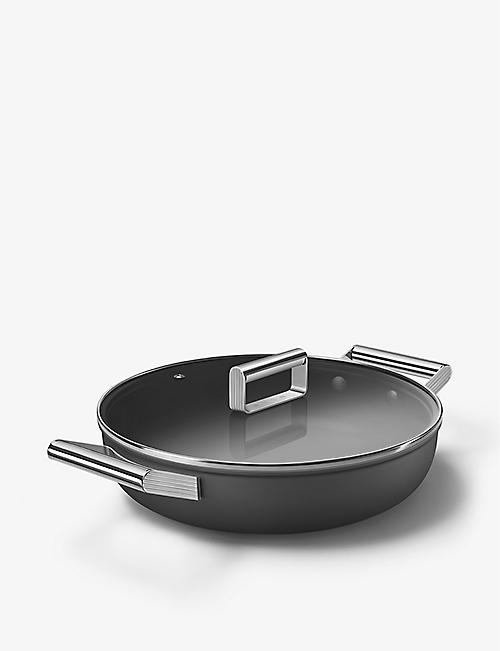 SMEG: Two-handle aluminium shallow casserole dish 28cm