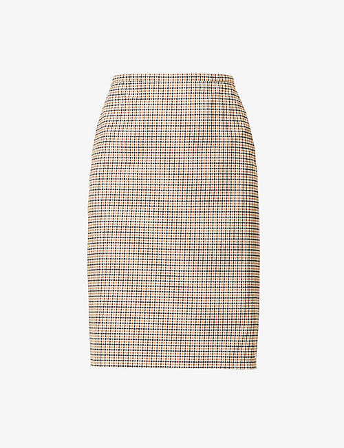 SPORTMAX: Alexia high-waist check-print cotton-blend midi skirt
