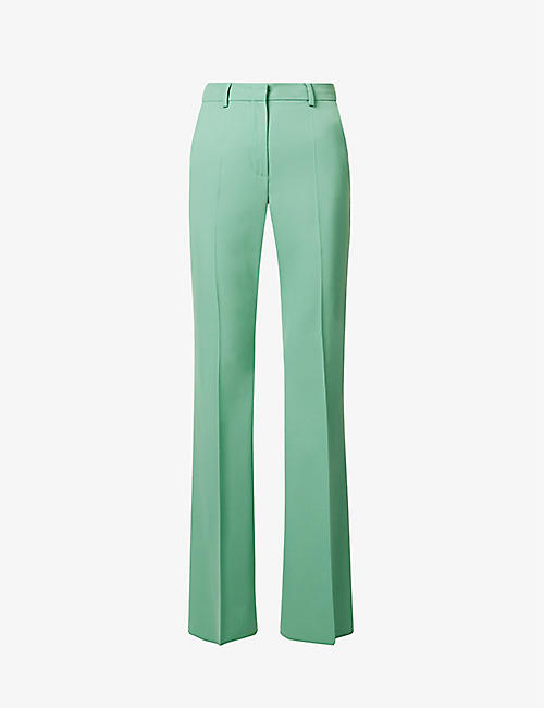 SPORTMAX: Laccato flared-leg mid-rise woven trousers