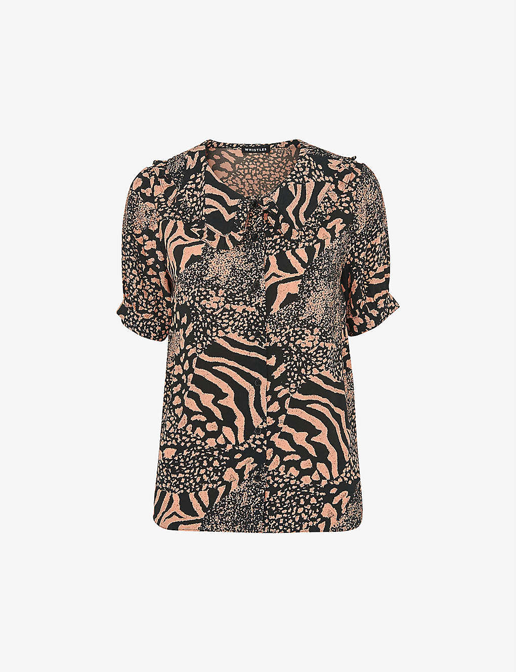 Whistles Maggie Animal-print Woven Top In Multi-coloured