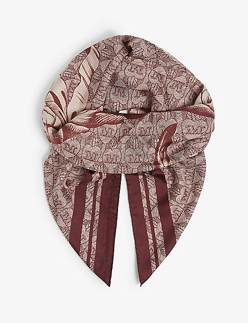 MAX MARA: Aloel branded silk scarf