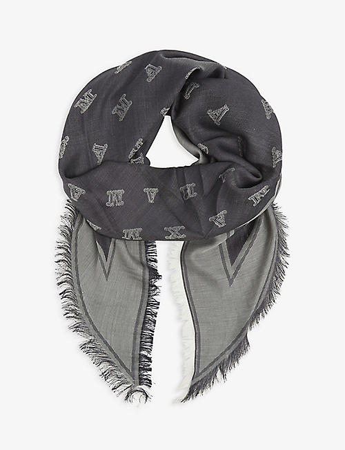 MAX MARA: Fedora branded silk and cotton-blend scarf