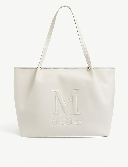 MAX MARA: Embossed monogram leather shopper bag