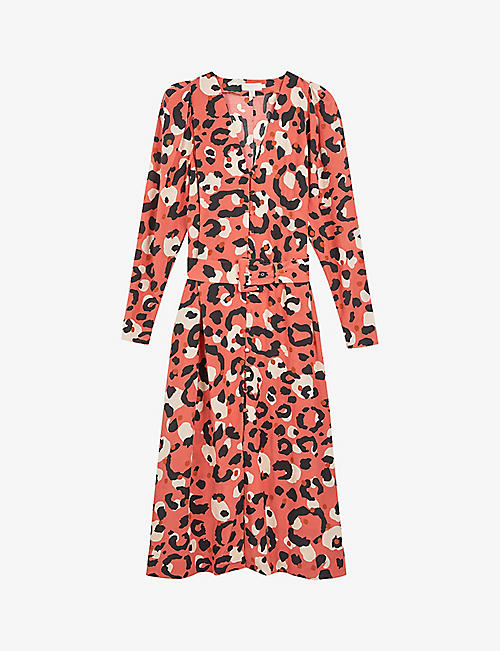 TED BAKER: Isbeil leopard-print woven midi dress
