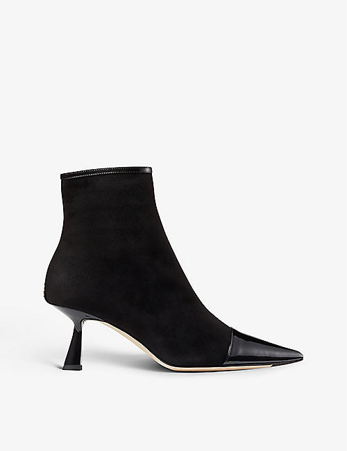 JIMMY CHOO: Kix 65 suede and patent leather ankle boots