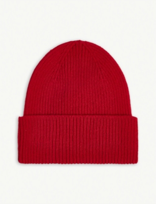Scarlet Red Merino Wool Beanie Hat