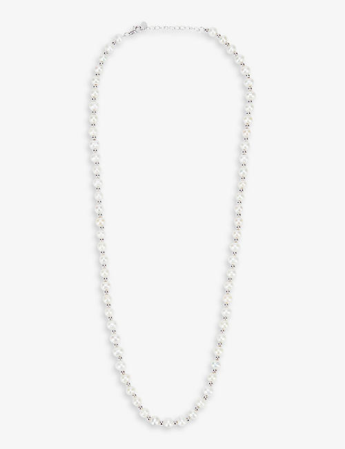 SERGE DENIMES: Polished sterling-silver and pearl bead necklace