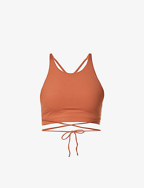 LORNA JANE: Criss Cross scoop-neck recycled-polyester blend bralette
