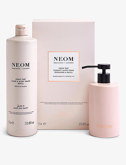 NEOM: Great Day ceramic hand wash dispenser and refill 1l