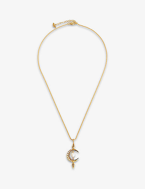 MISSOMA: Harris Reed x Missoma 18ct recycled yellow gold-plated vermeil sterling silver, cubic zirconia and pearl pendant necklace