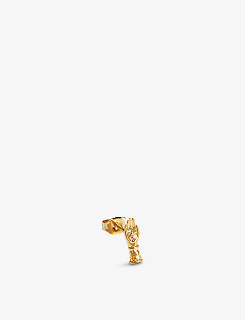 MISSOMA: Harris Reed x Missoma Hand recycled 18ct yellow gold-plated vermeil sterling-silver and white cubic zirconia stud earring