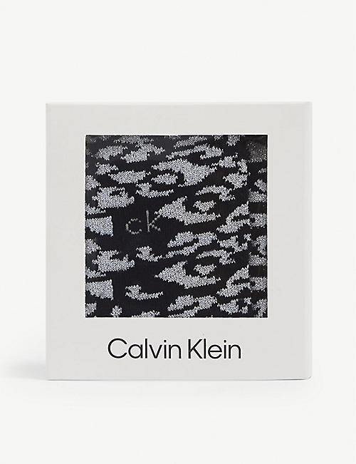 CALVIN KLEIN: Leopard-print stretch cotton-blend socks gift box