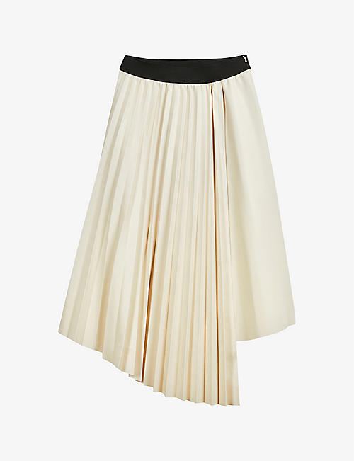 TED BAKER: Viccii pleated asymmetric faux leather midi skirt