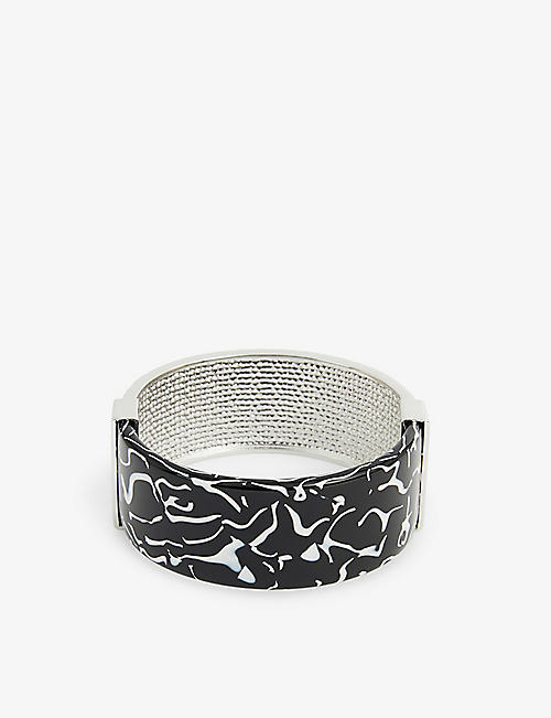TED BAKER: Demaraa printed silver-plated brass and acetate bangle