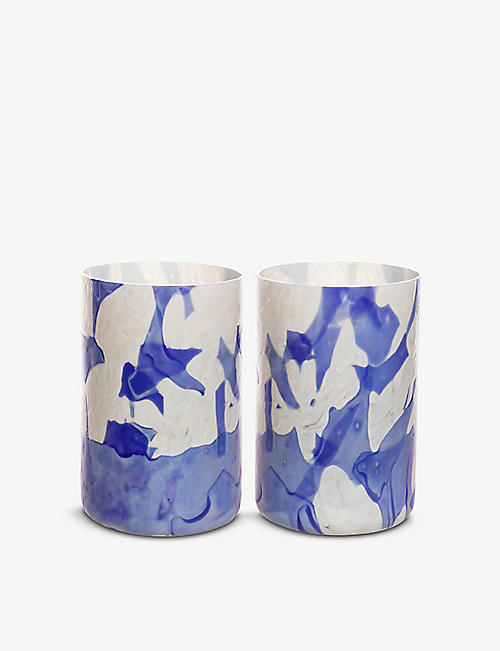 STORIES OF ITALY: Nougat mouth-blown glass tumblers set of two
