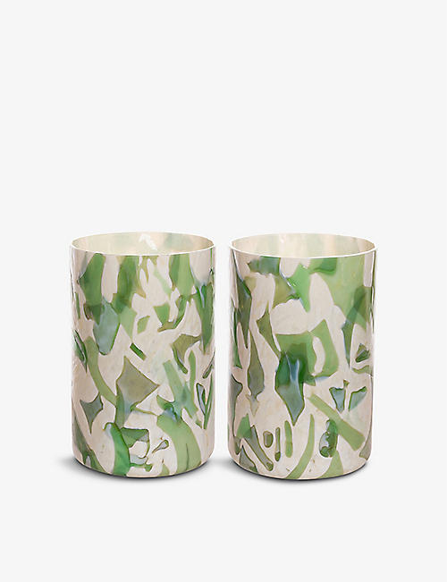 STORIES OF ITALY: Nougat mouth-blown glass tumblers set of two