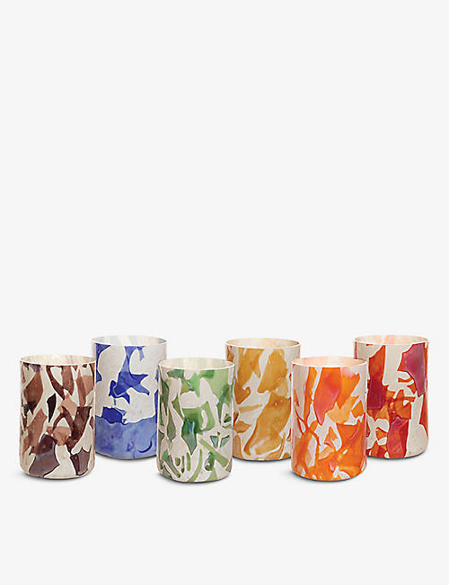 STORIES OF ITALY: Nougat mouth-blown glass tumblers set of six