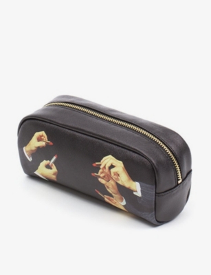 Seletti Wears Toilerpaper Lipstick-print Canvas Cosmetic Case 20.5cm X 7cm