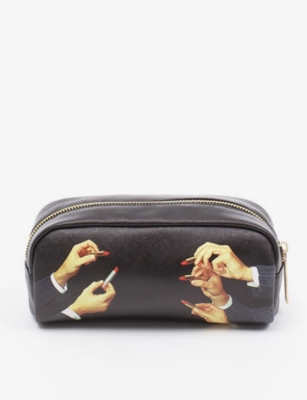 Seletti Wears Toilerpaper Lipstick-print Canvas Cosmetic Case 20.5cm X 7cm