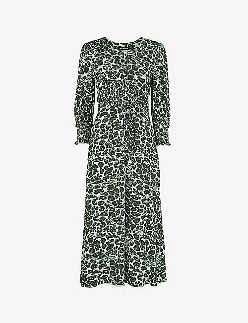 WHISTLES: Clouded Leopard leopard-print woven midi dress