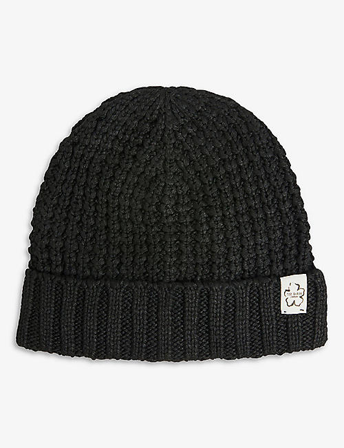 TED BAKER: Beka logo-patch knitted beanie hat
