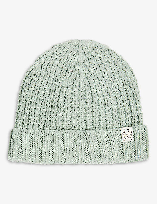 TED BAKER: Beka logo-patch knitted beanie hat