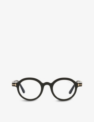 Shop Tom Ford Womens Black Ft5664-b Round-frame Glasses