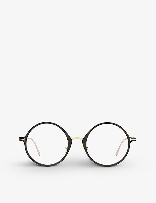 TOM FORD: FT5703-B round nylon and metal glasses