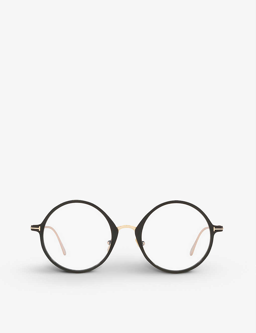 Tom Ford Ft5703-b Round Nylon And Metal Glasses In Gold