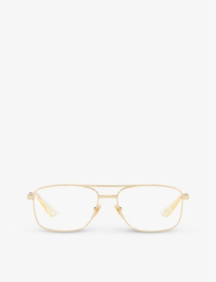GUCCI: GG0986O pilot-frame gold-tone metal glasses