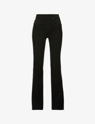 Shop Spanx Womens Clean Black Flared-leg High-rise Stretch Cotton-blend Jeans