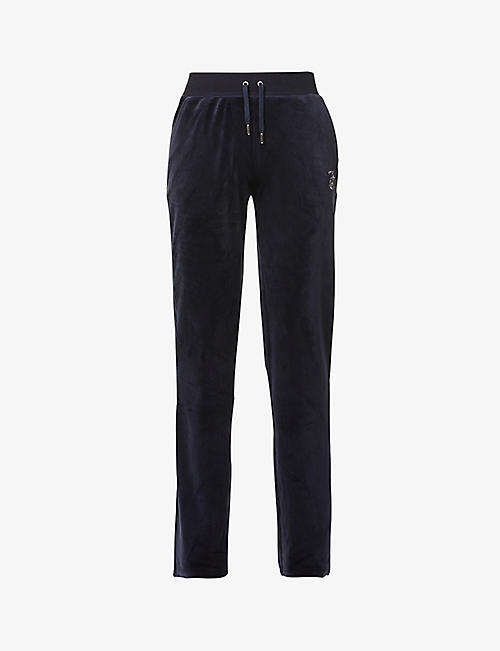 JUICY COUTURE: Del Ray straight-leg high-rise velour jogging bottoms