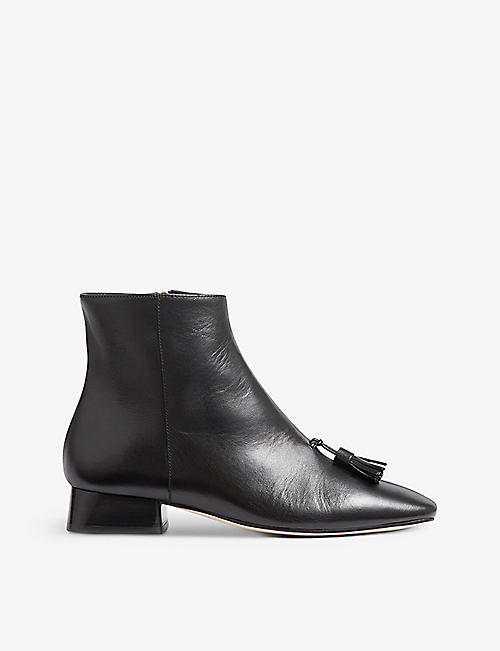 LK BENNETT: Verity tassel-detail leather ankle boots