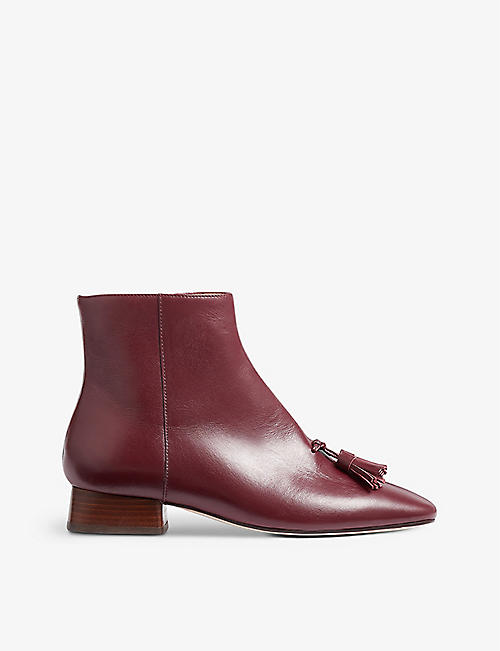 LK BENNETT: Verity tassel-detail leather ankle boots