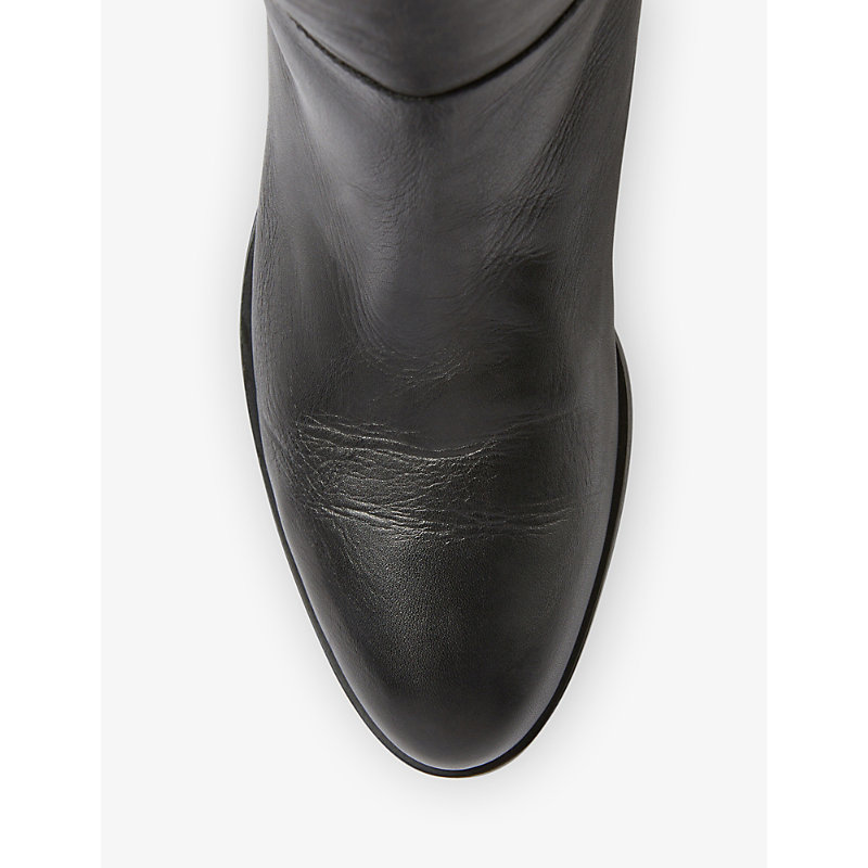 Shop Lk Bennett Cassandra Tie-back Leather Knee-high Boots In Black