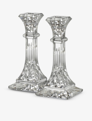 WATERFORD: Lismore pair of crystal candlesticks 20 cm