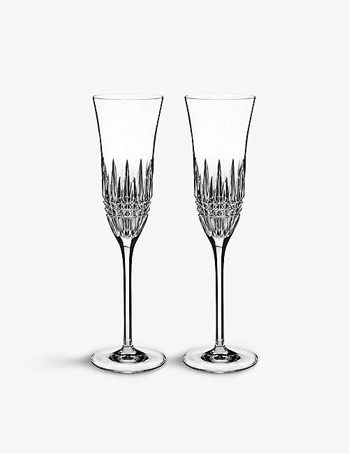 WATERFORD: Lismore Diamond Essence crystal champagne flutes set of two