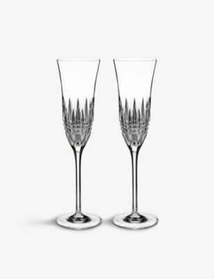 Waterford Lismore Diamond Essence Crystal Champagne Flutes Set Of Two