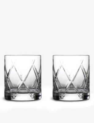 WATERFORD: Olann crystal Whiskey tumblers set of two