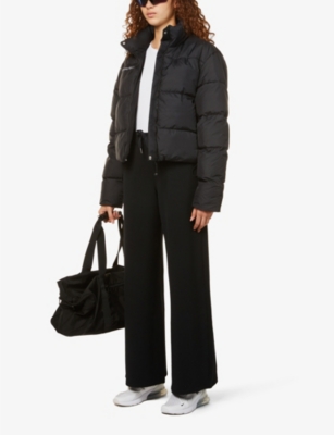 Spanx Airluxe Wide-leg Mid-rise Stretch-jersey Trousers In Black