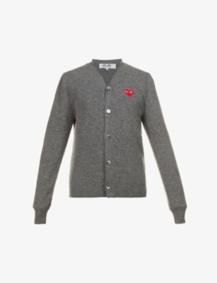 COMME DES GARCONS PLAY: Heart-embroidered wool cardigan